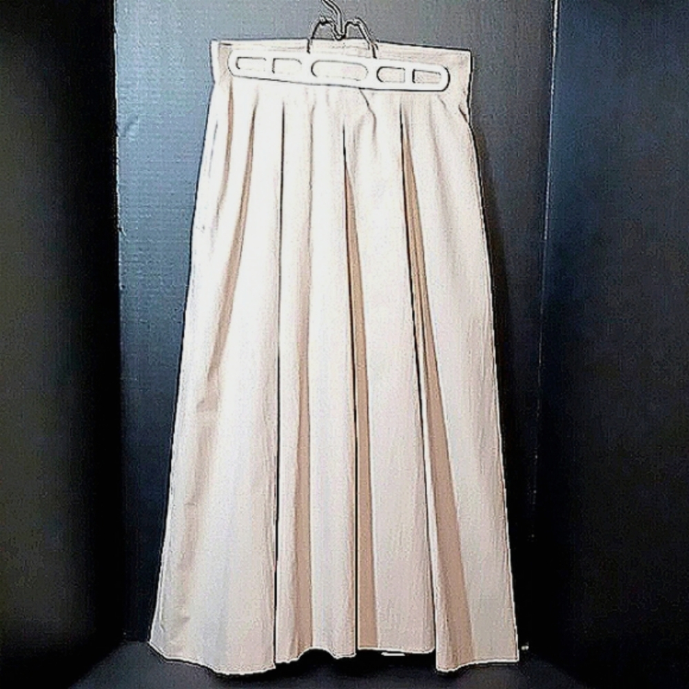 Vintage Long Maxi Lined Pleated Skirt, Color: Tan, Made in Japan